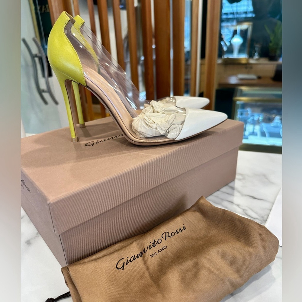 Gianvito Rossi yellow plexi see through